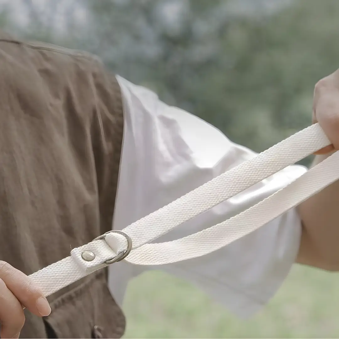 Adjustable buckle detail on camping hanging strap