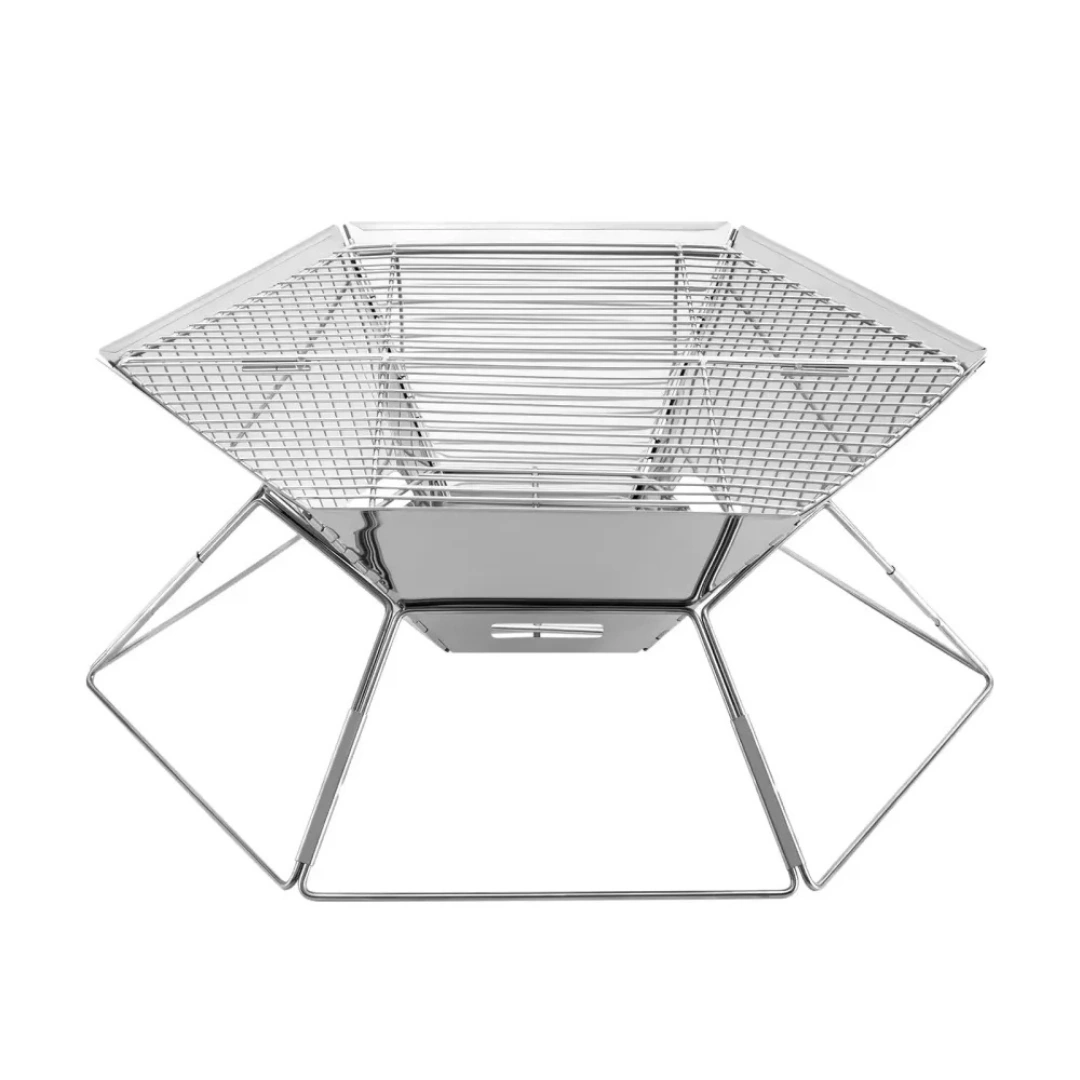 Foldable 6 sided stainless steel braai grill for camping and outdoor use