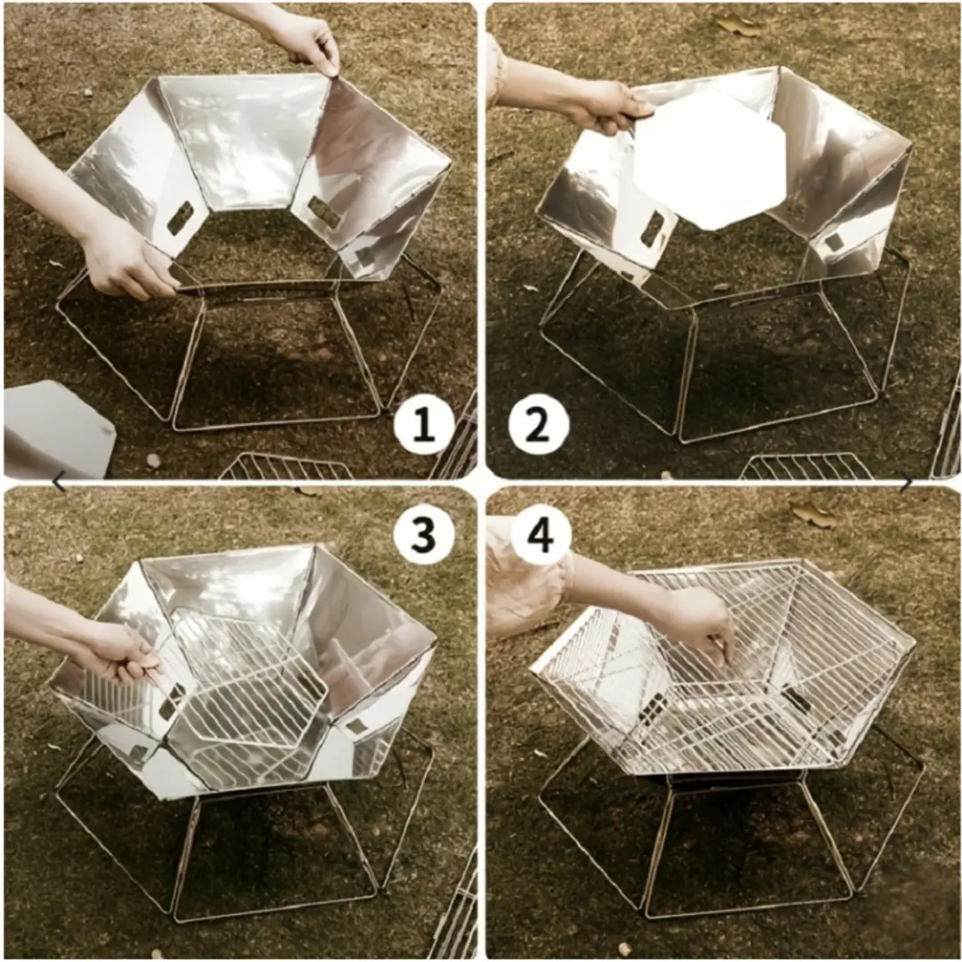 How to assemble foldable 6 sided stainless steel camping braai grill