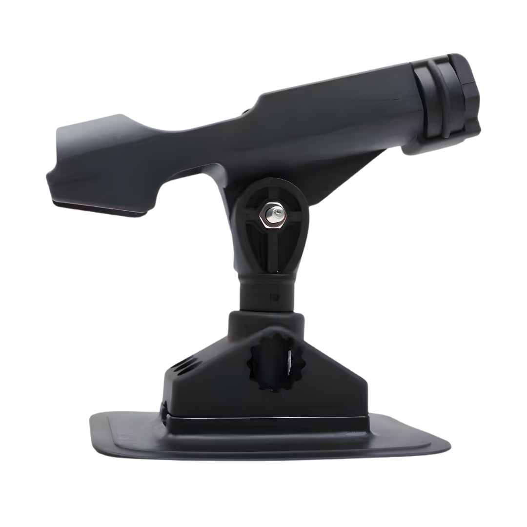 Adjustable SUP rod holder mounted on PVC base