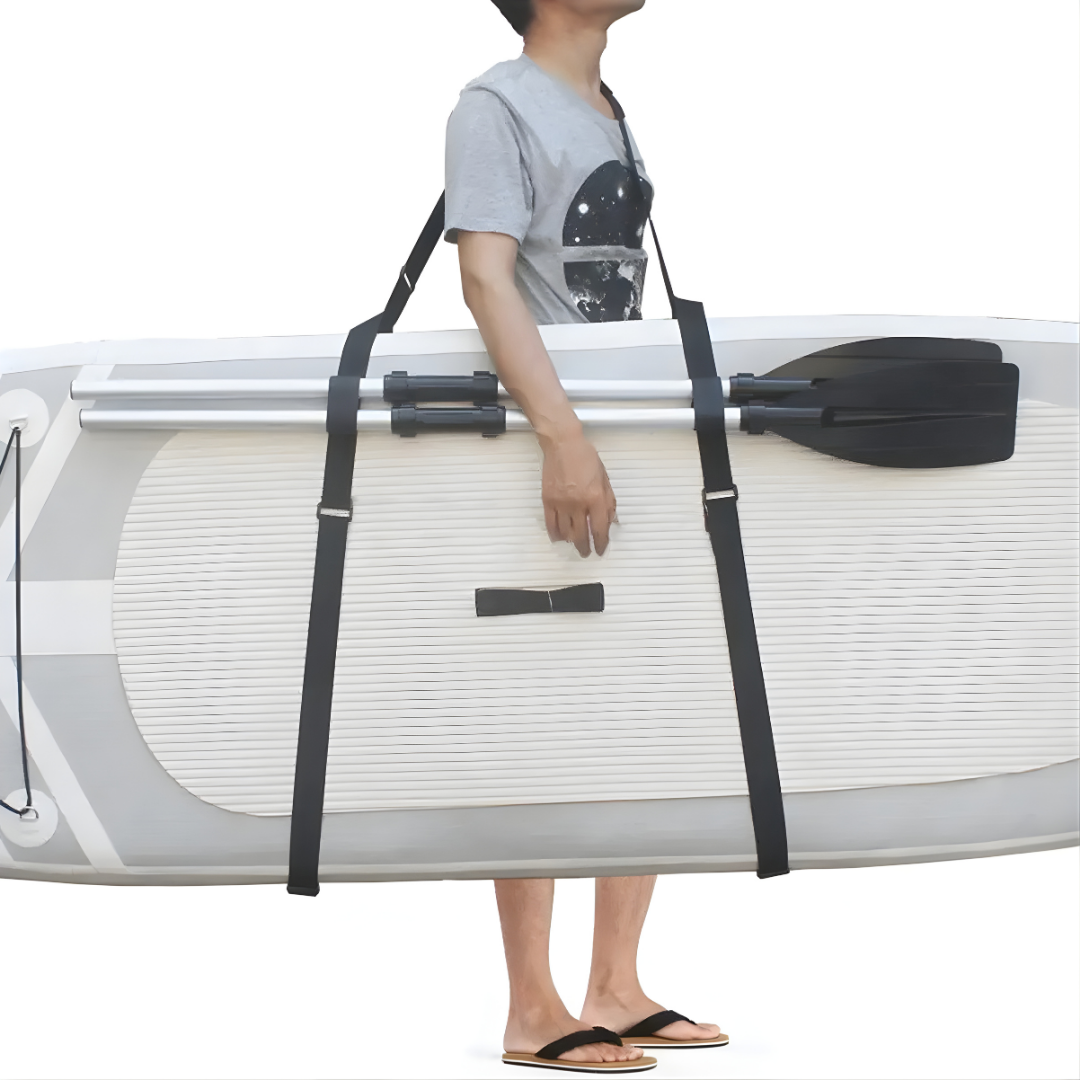 SUP shoulder strap carrying an inflatable paddle board