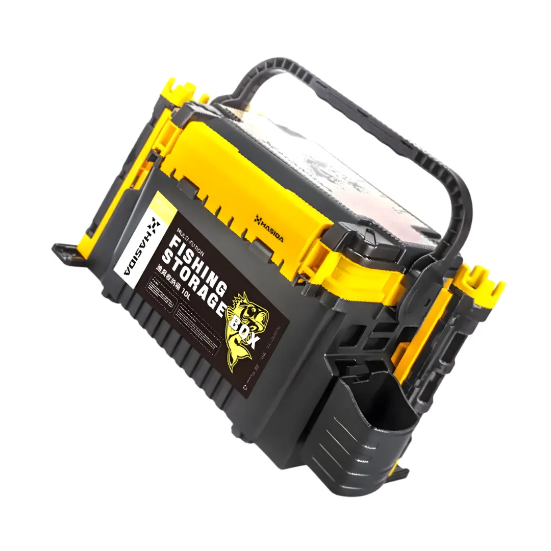 6L fishing storage box with rod holders and cup holder