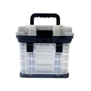 Fishing tackle box with 4 drawer storage system