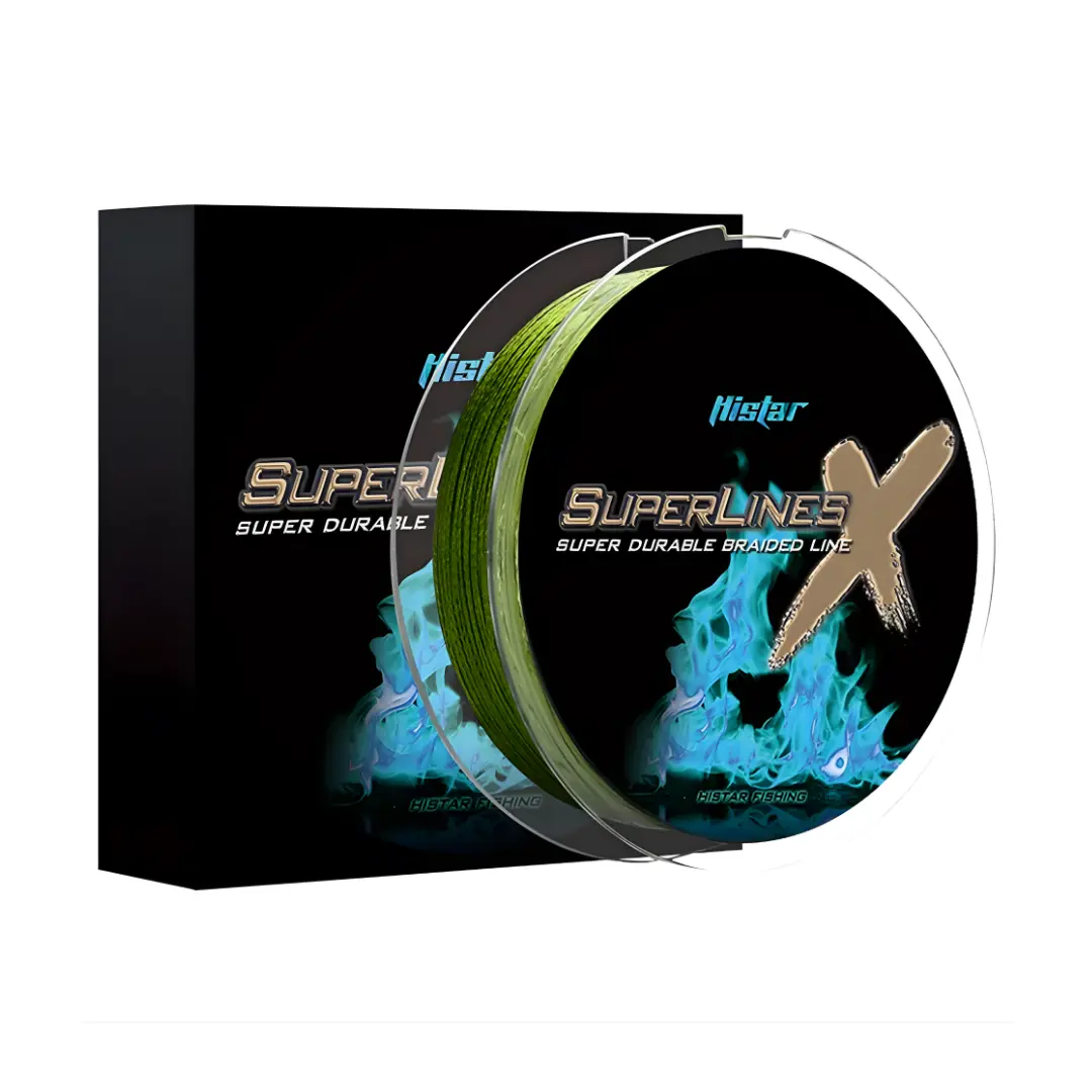 Green braided fishing line 100m spool with packaging